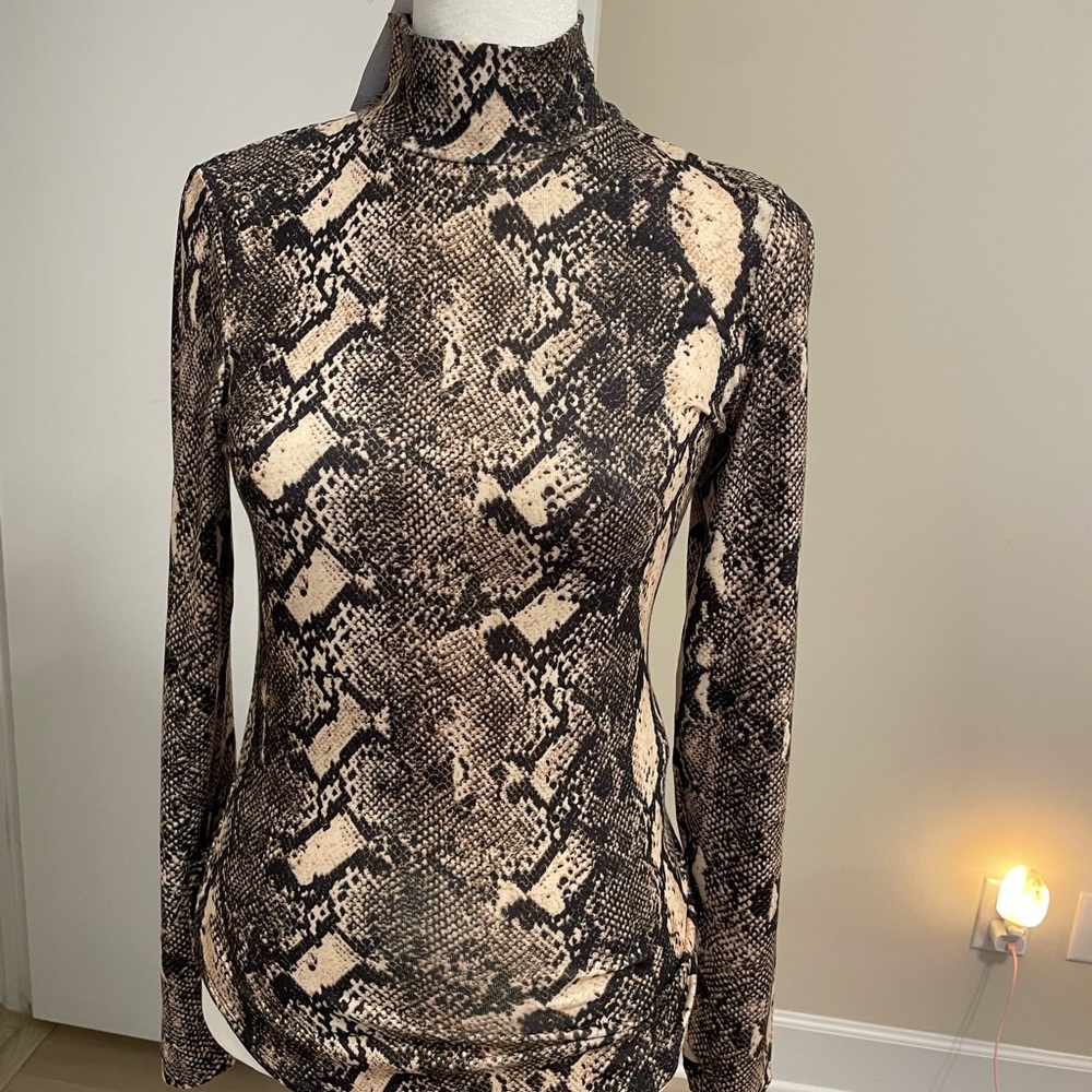French Connection Snake Print Turtleneck Top